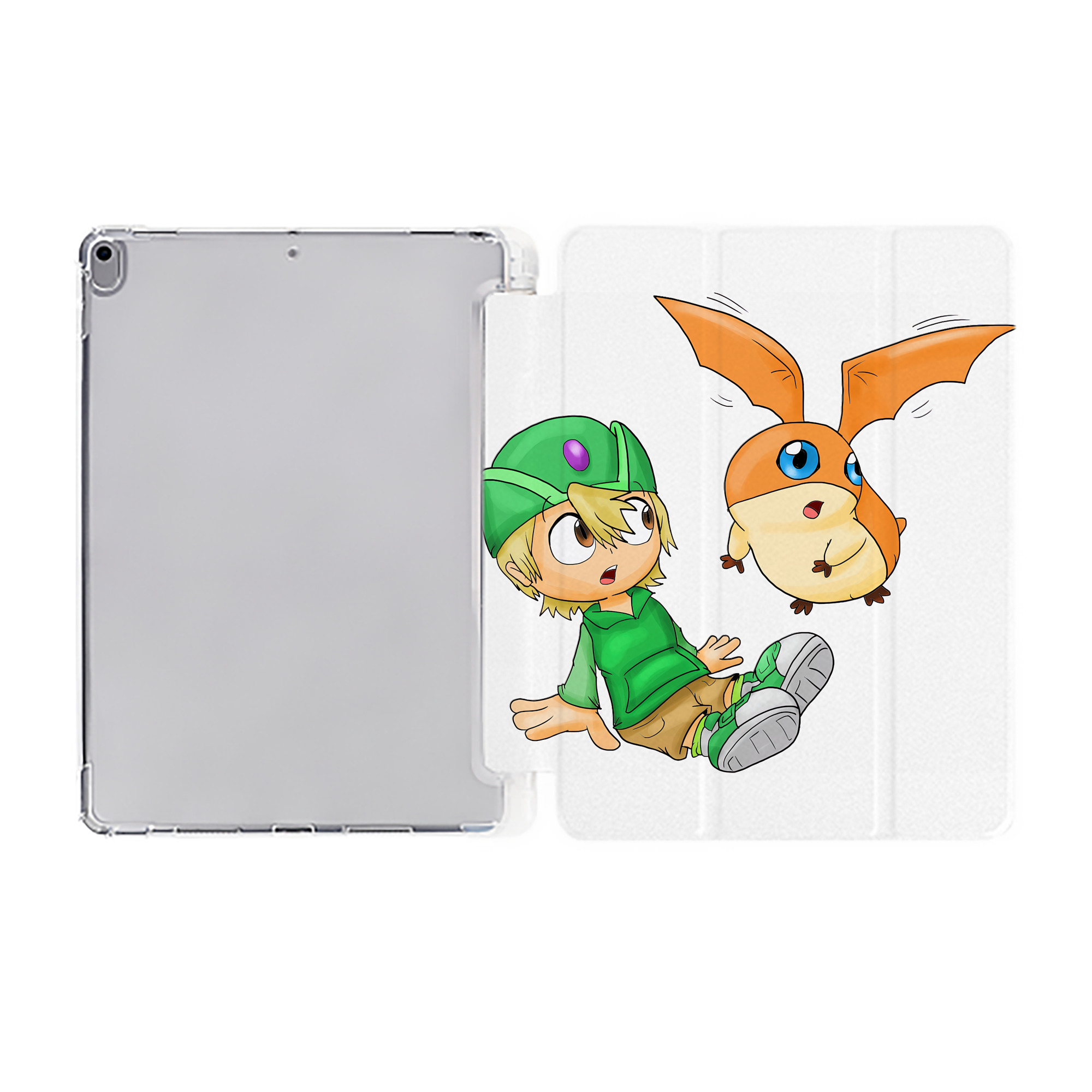 （画像用） Digimon デジタルモンスター/デジモン IPad ケース ペン収納付き 三つ折りスタンド PUレザー×シリコン 対応機種9.5/10.5/10.9インチ